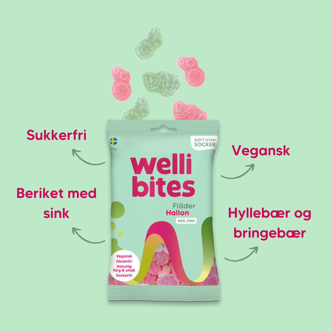 Wellibites Hyllebær og Bringebær, 70 g