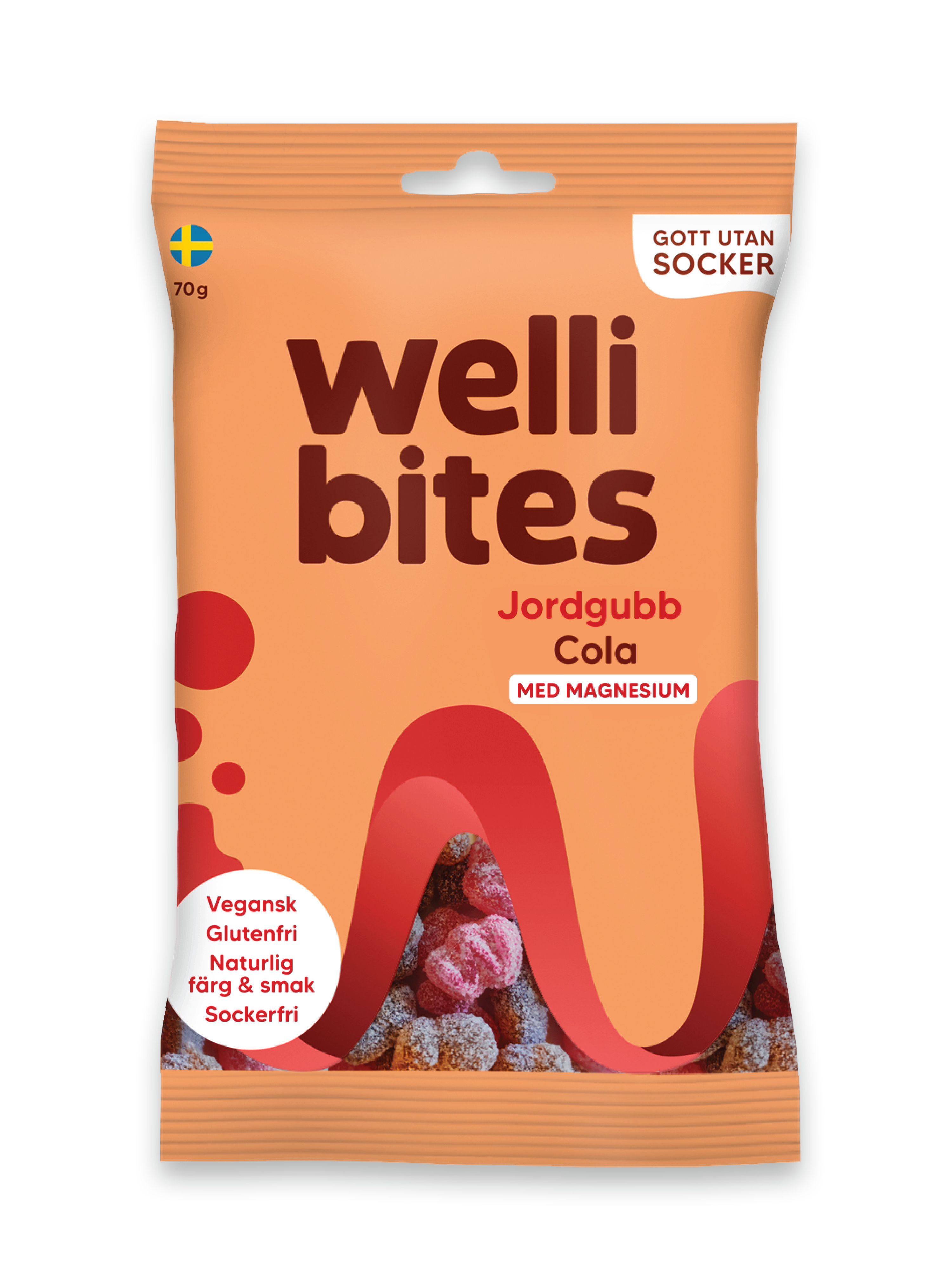 Wellibites Jordbær og Cola, 70 g