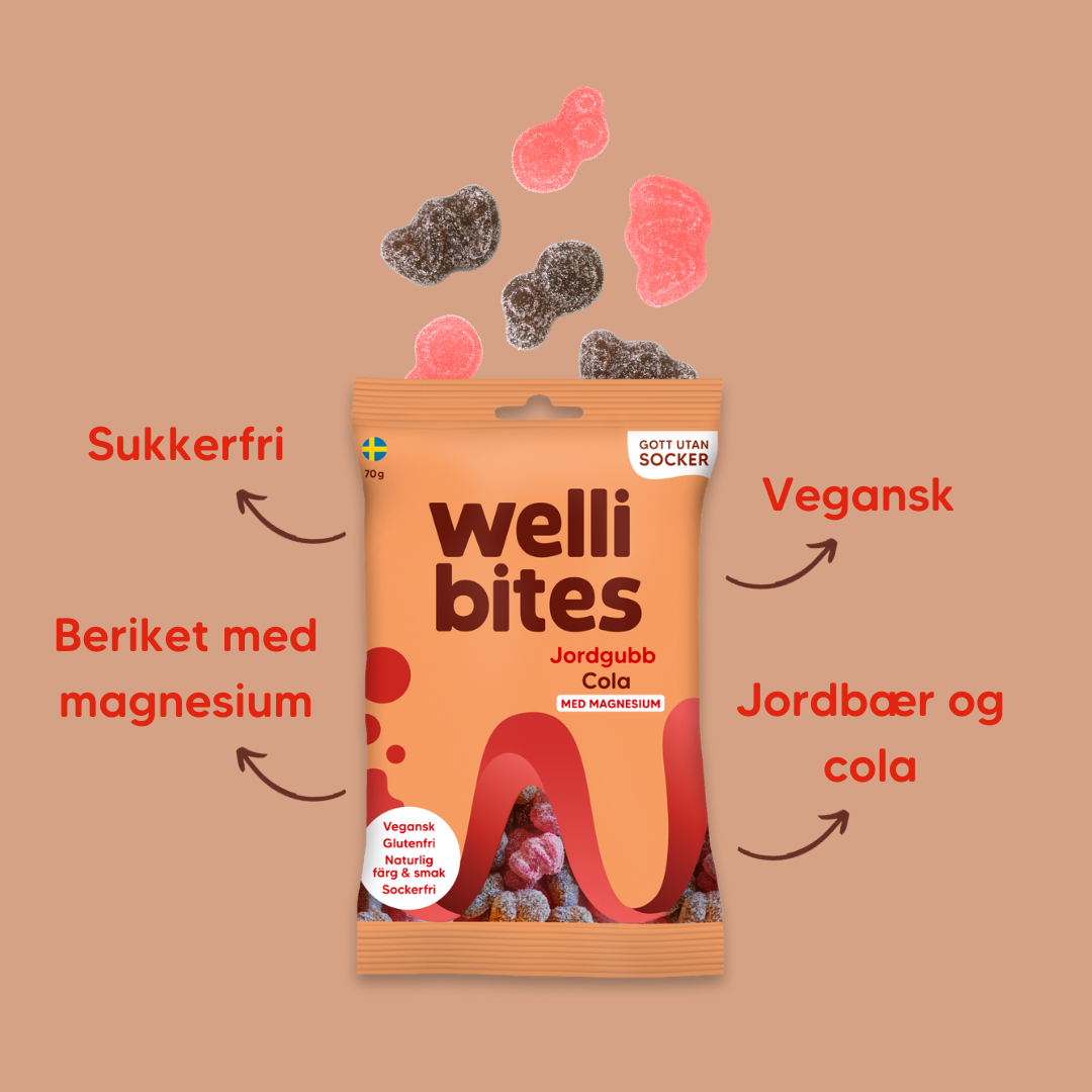 Wellibites Jordbær og Cola, 70 g
