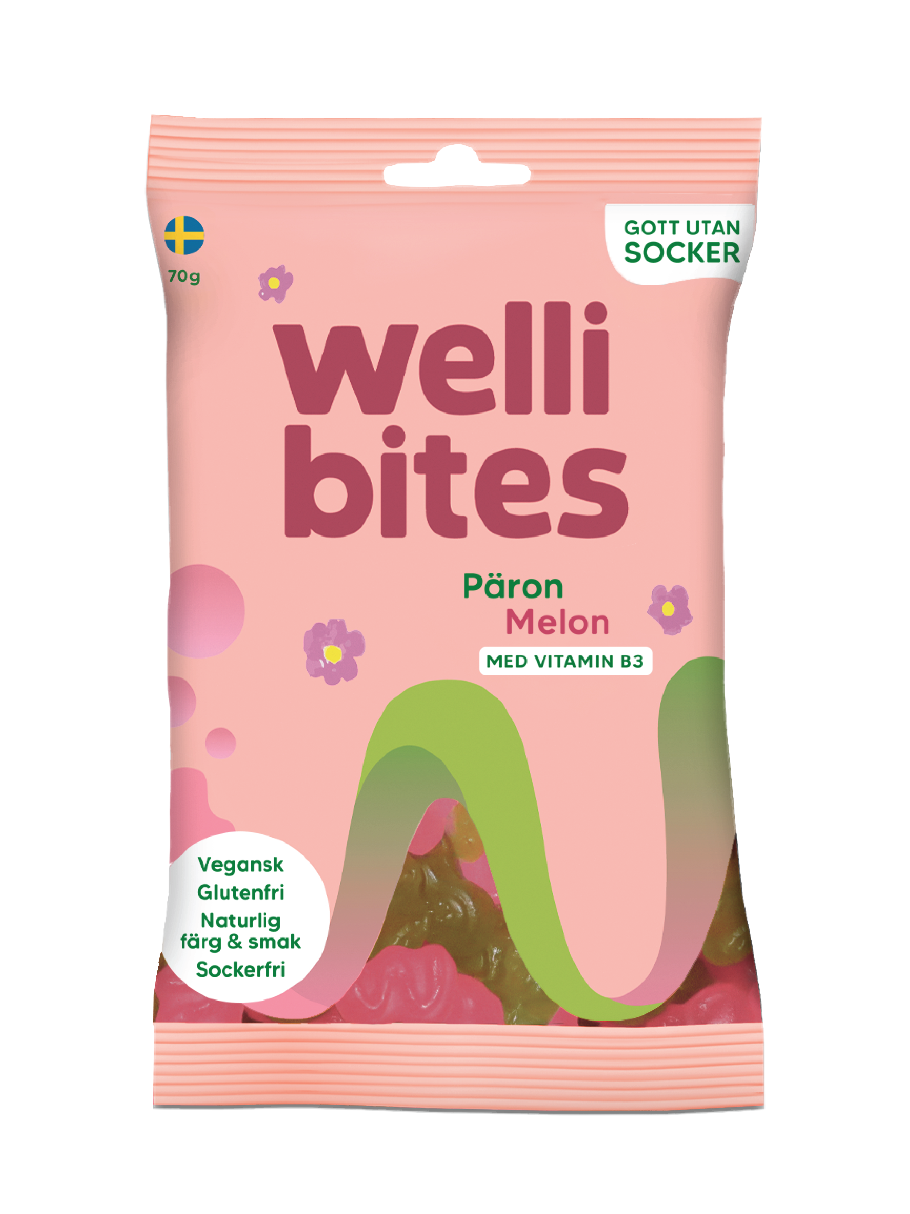 Wellibites Pære og Melon, 70 g