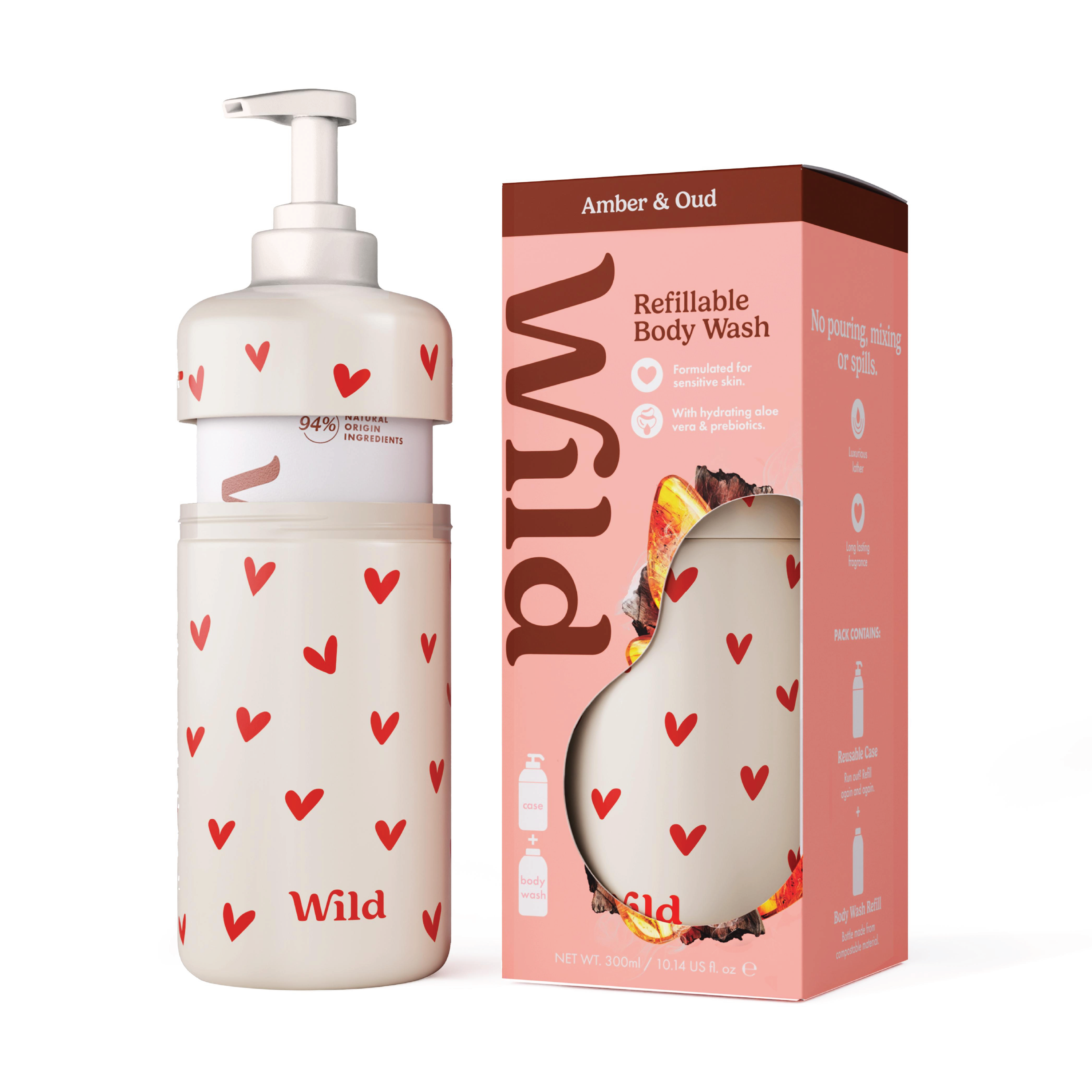 Wild Body Wash Heart Case Amber Oud, 300 ml