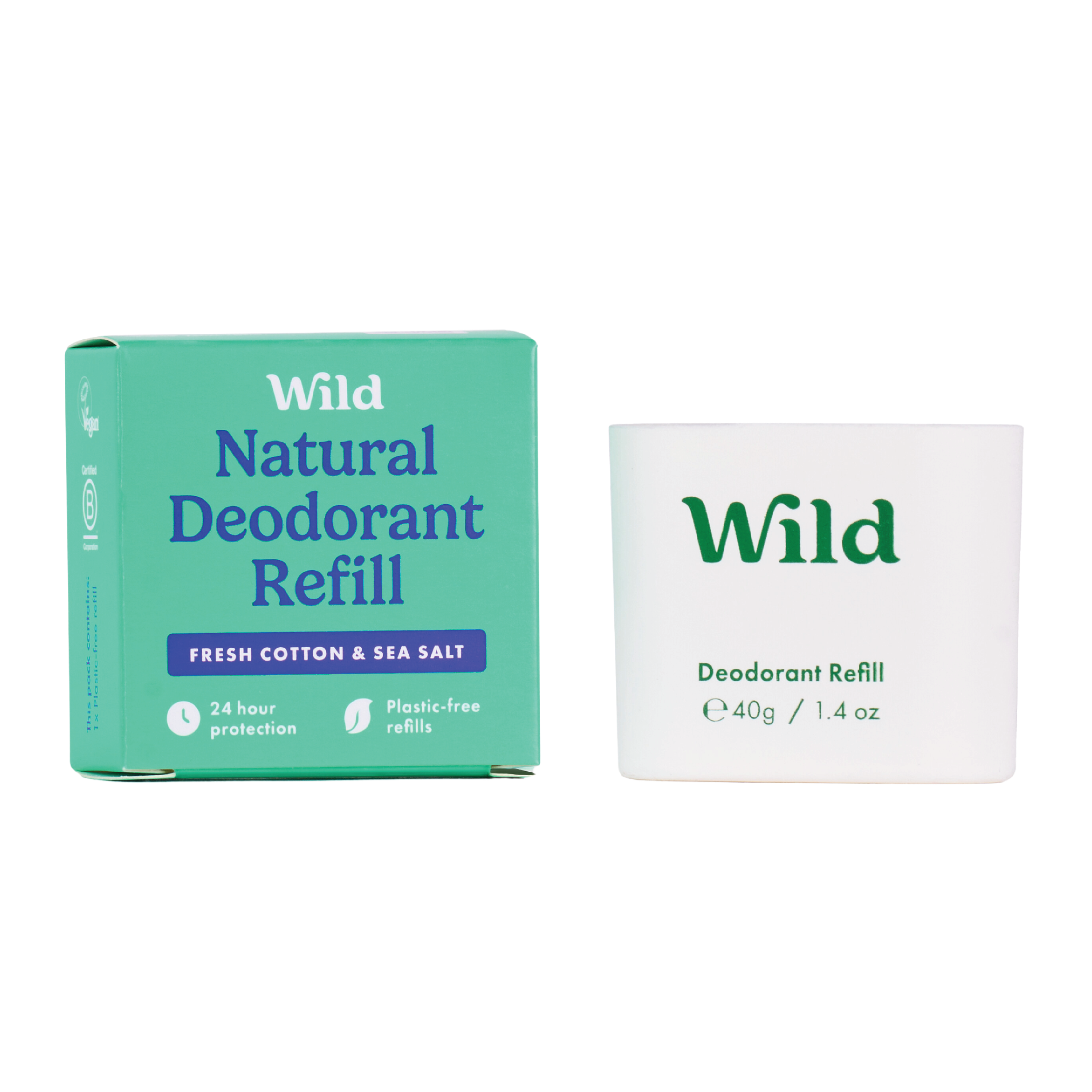 Wild Wild Deo Cotton & Sea Salt refill, 40 gram Deodoranter