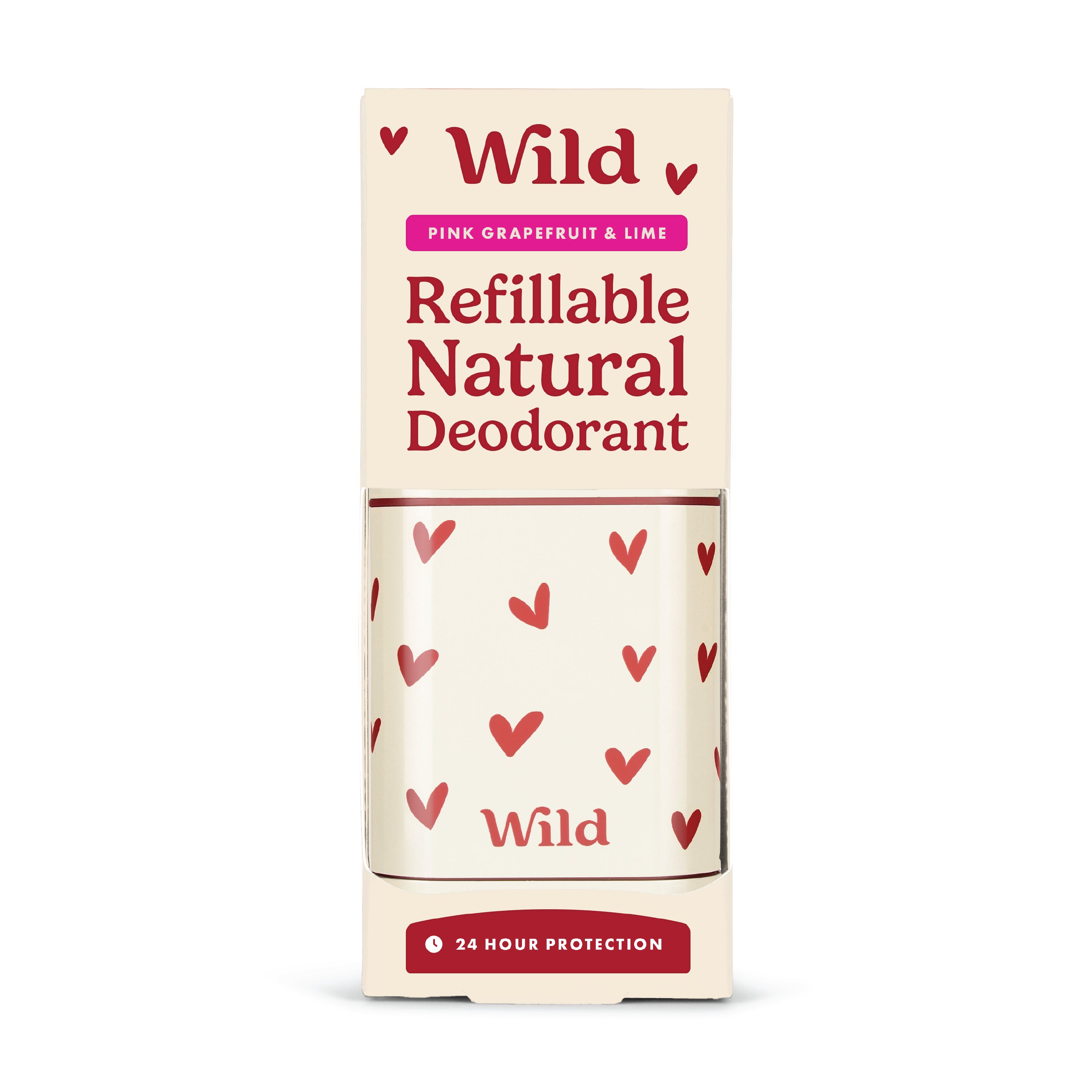 Wild Deo Heart Case Pink Grapefruit & Lime Startpakke, Hvit/rosa, 40 g