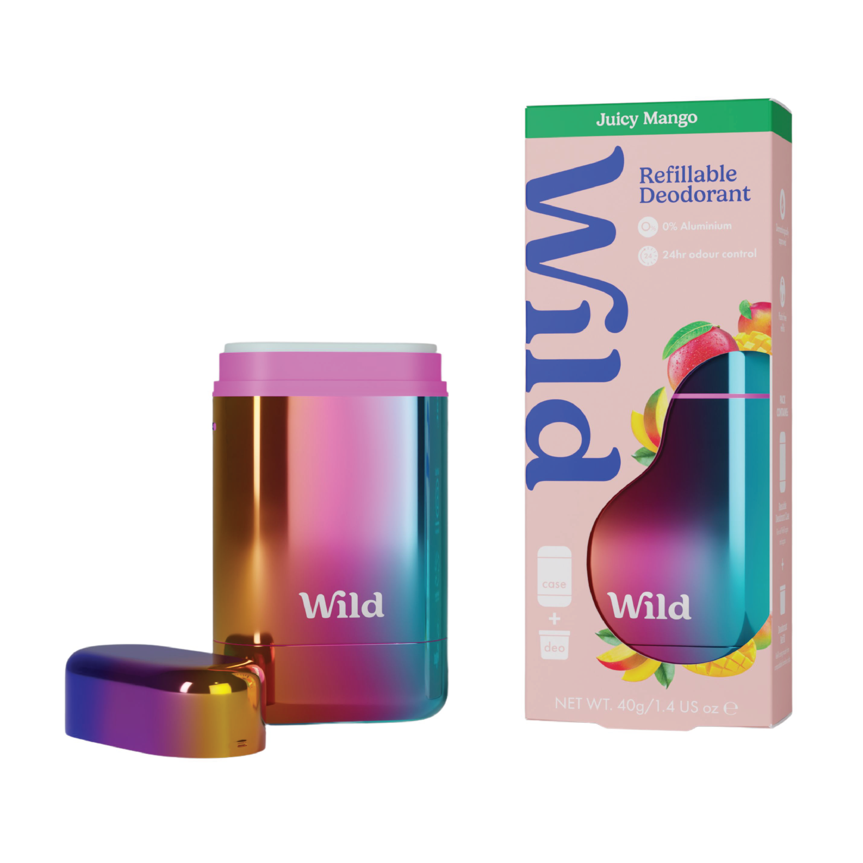 Wild Deo Stick Chrome Juicy Mango Startpakke, 40 g