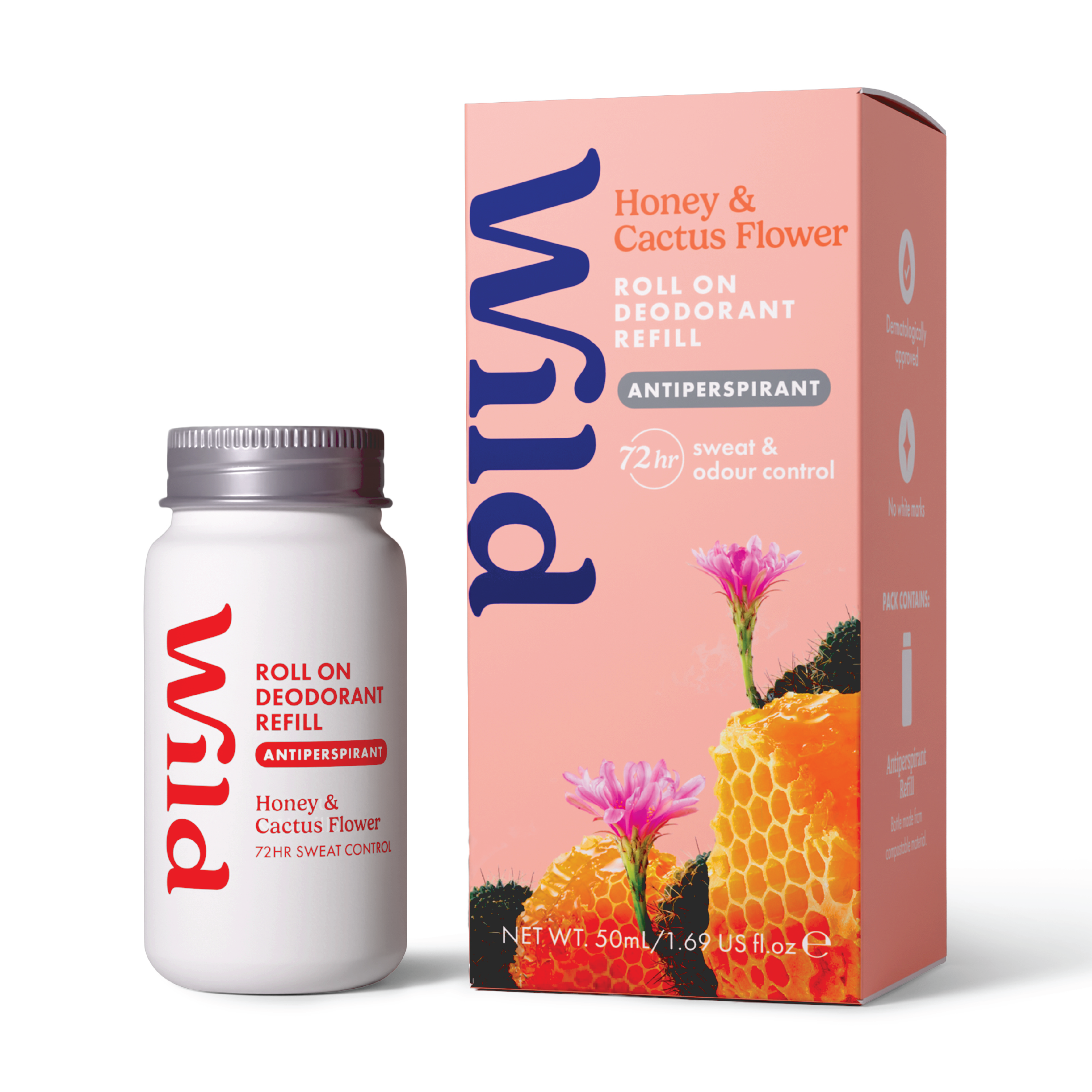 Wild Roll On Antiperspirant Honey & Cactusflower Refill, 50 ml