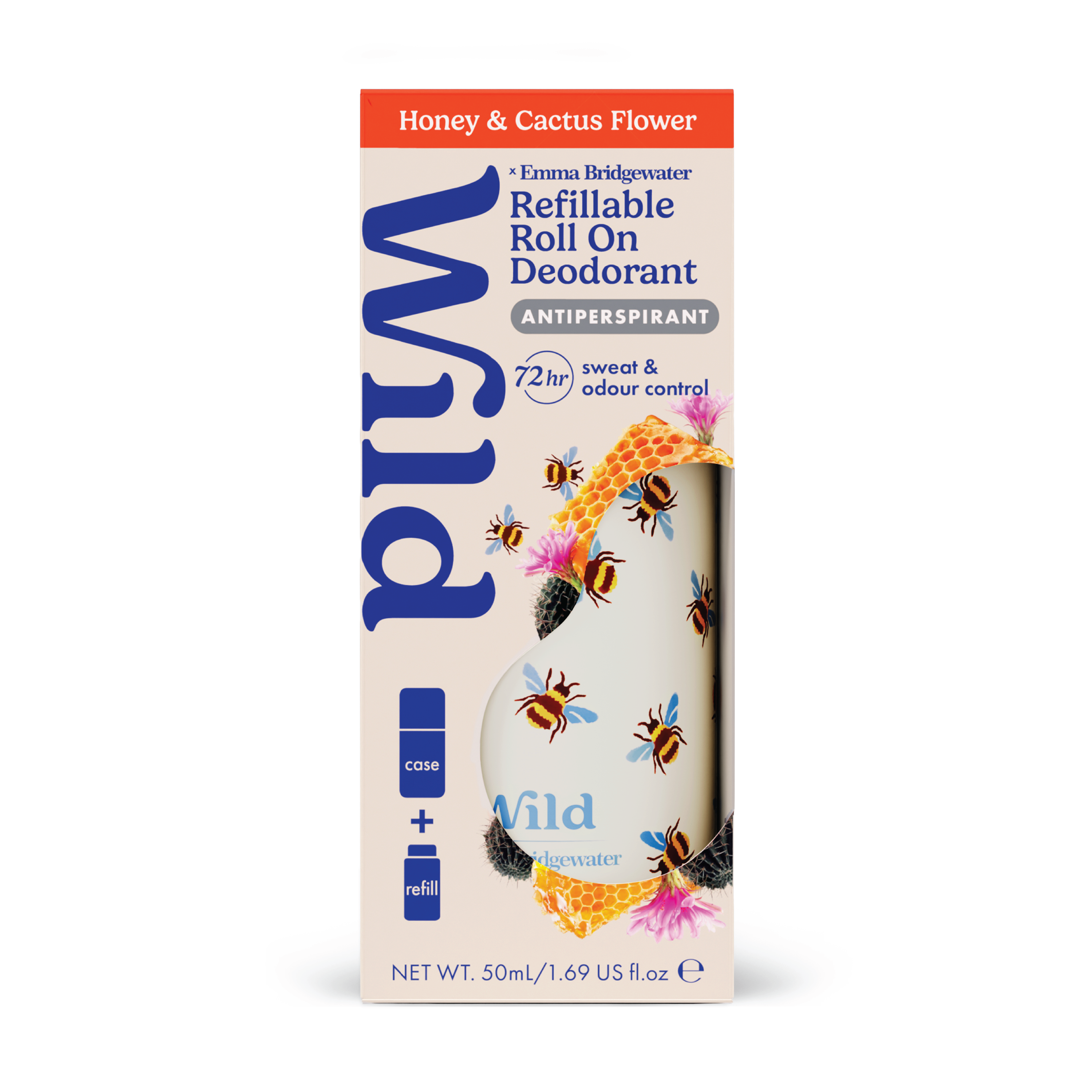 Wild Roll On Antiperspirant On Bee Case Honey & Cactusflower Startpakke, 50 ml