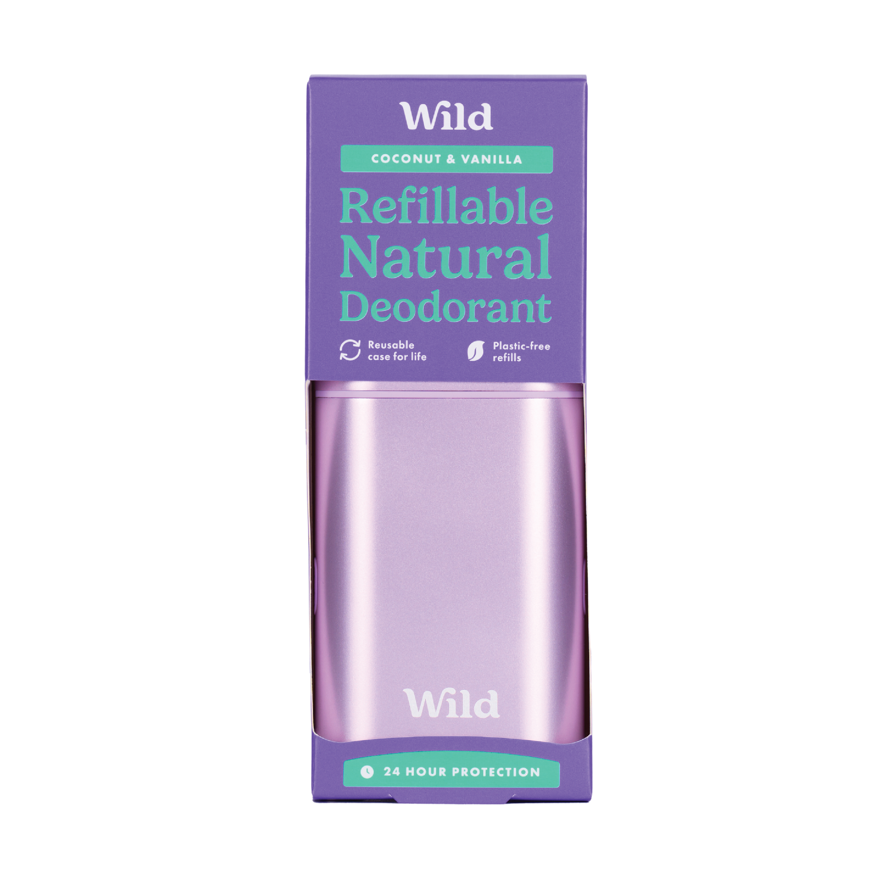 Wild Wild Deo Coconut & Vanilla startpakke, lilla, 40 gram