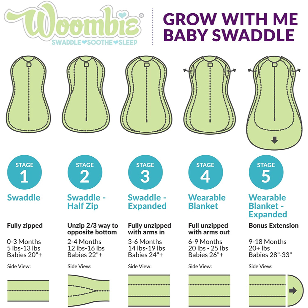 Woombie Babysvøp Grow With Me Økologisk, 0–18 mnd, grå, 1 stk.