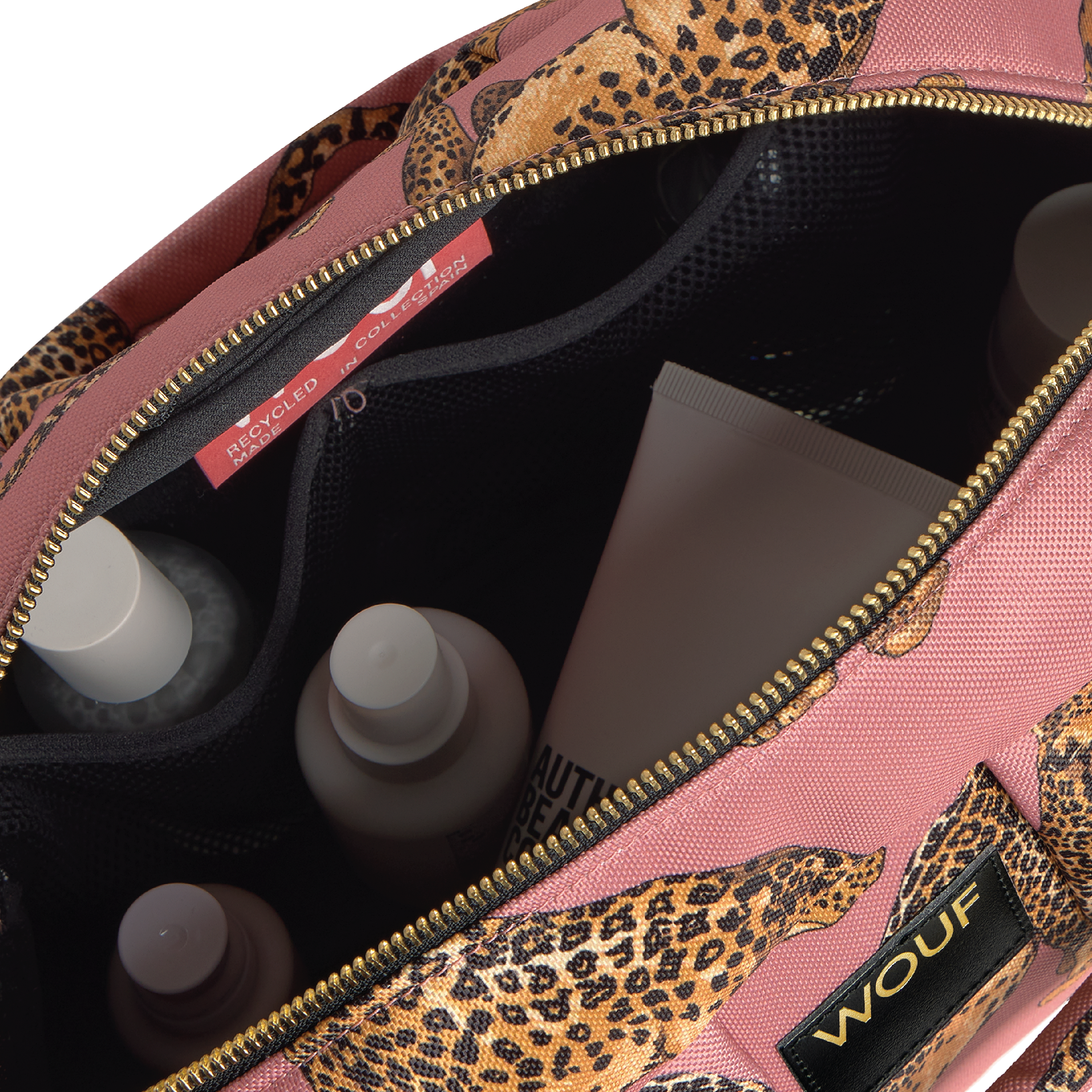 WOUF Blush Leopard Large Toiletry Bag, 1 stk