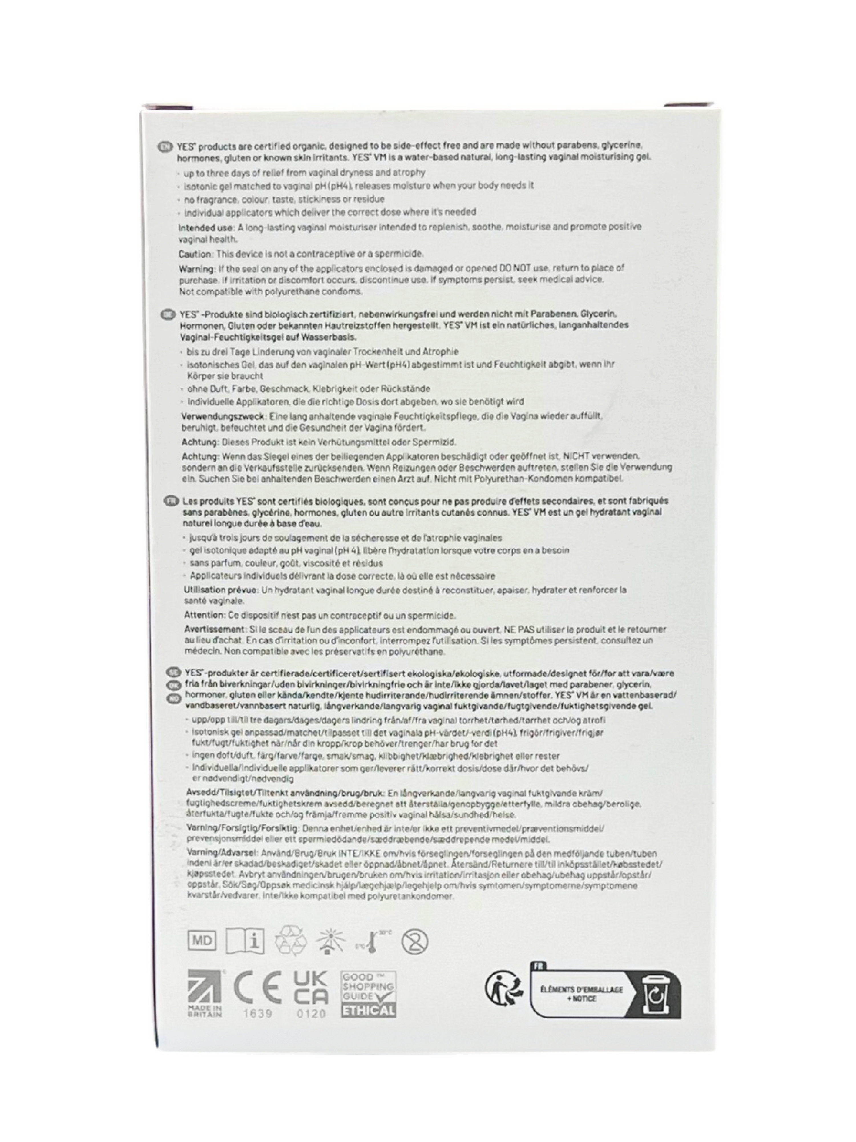 YES VM Vannbasert Vaginal Moisturiser, 6 x 5 ml