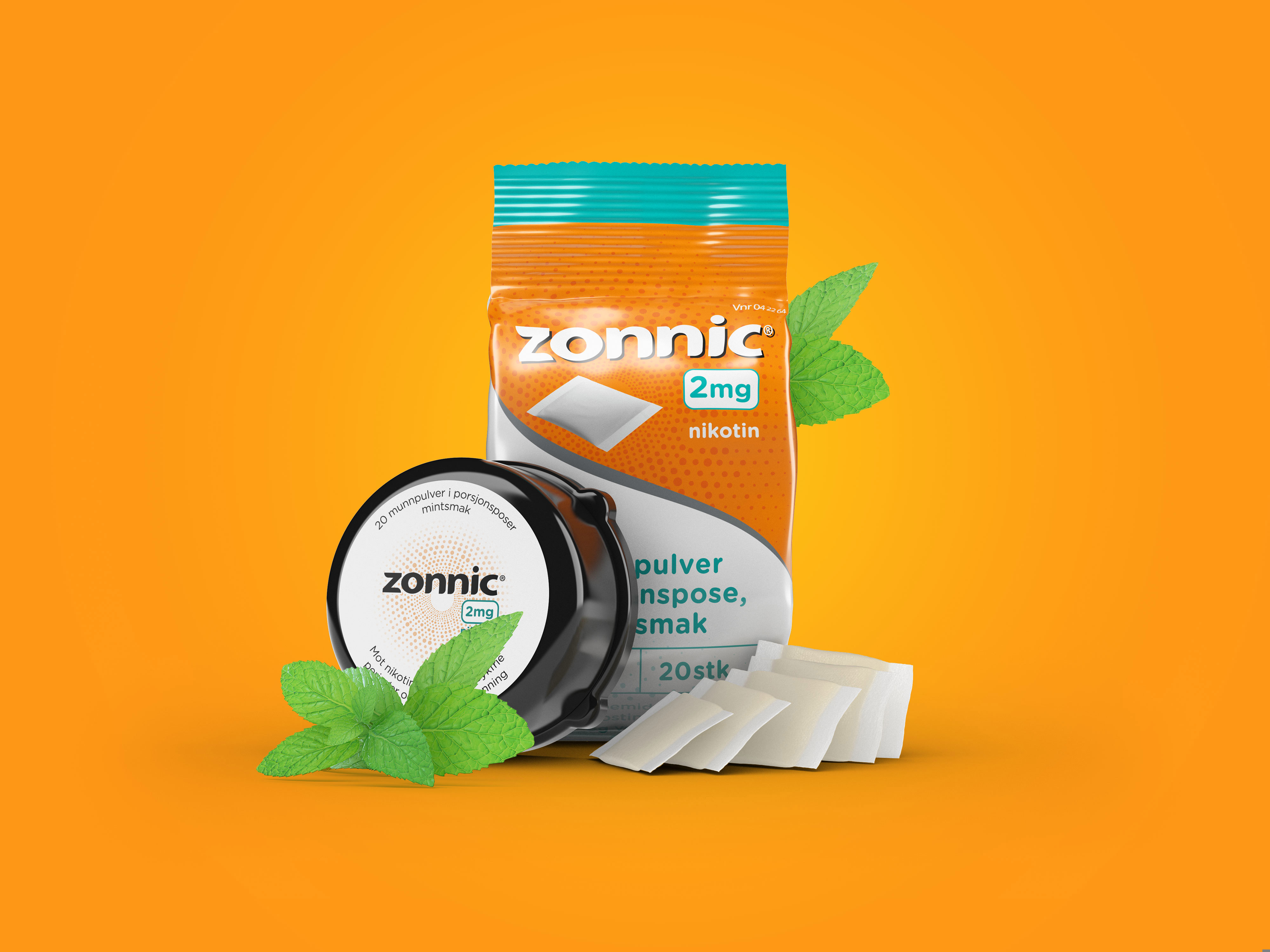 Zonnic 2 mg munnpulver, Mint, 20 x 1 stk.