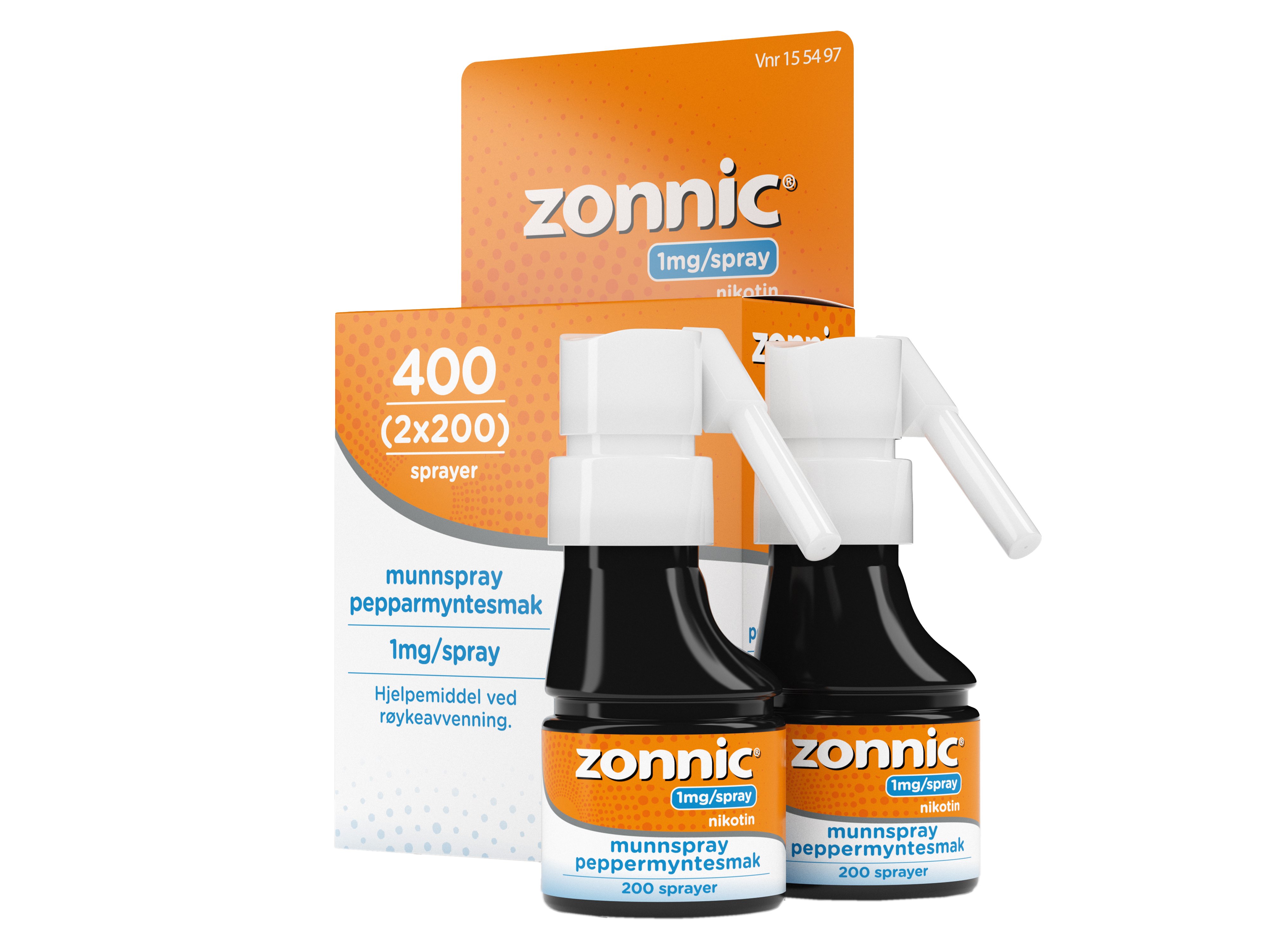 Zonnic 1 mg/spray munnspray, Peppermynte, 2x200 stk.