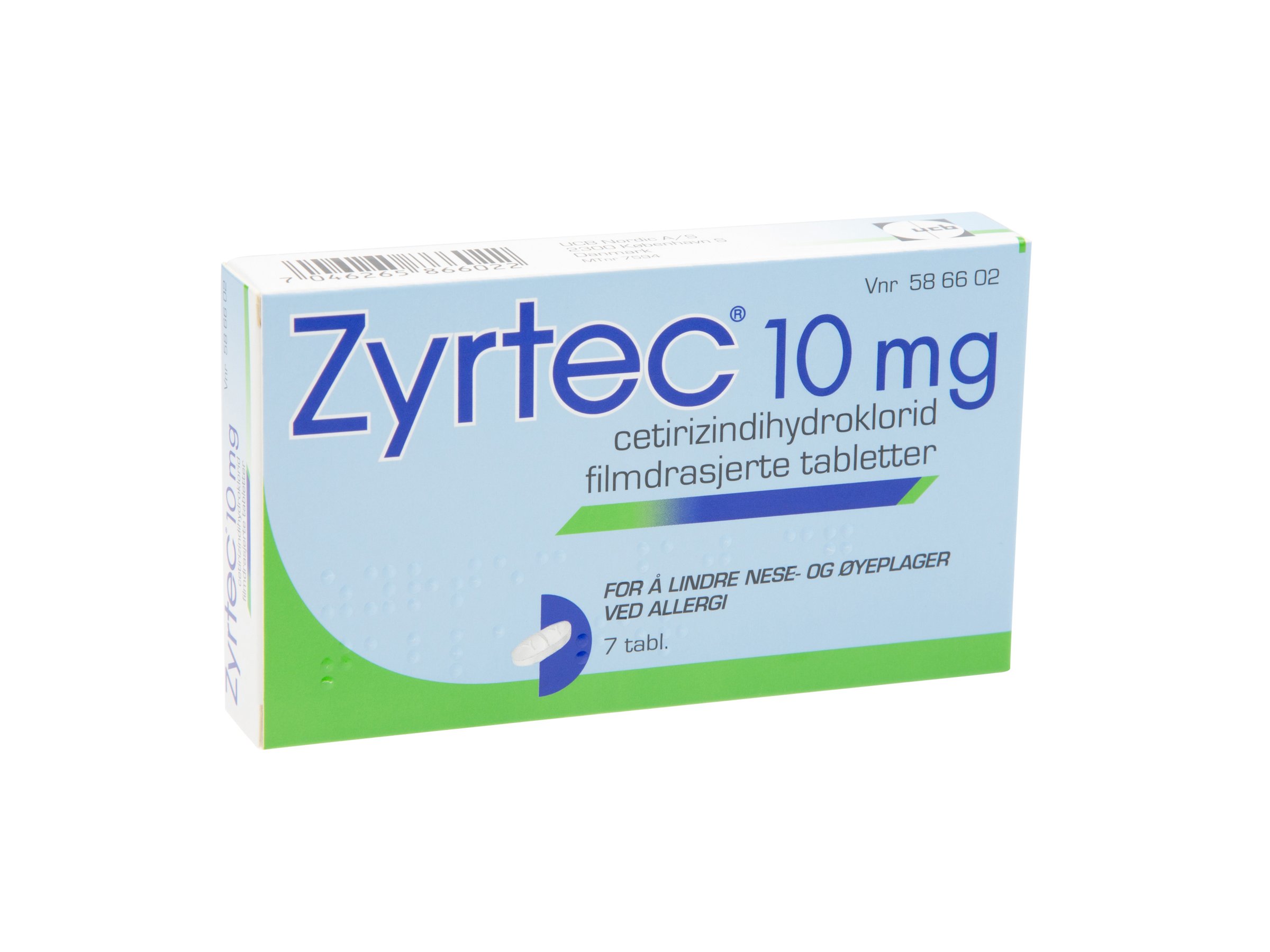 Zyrtec 10 mg tabletter, 7 stk.