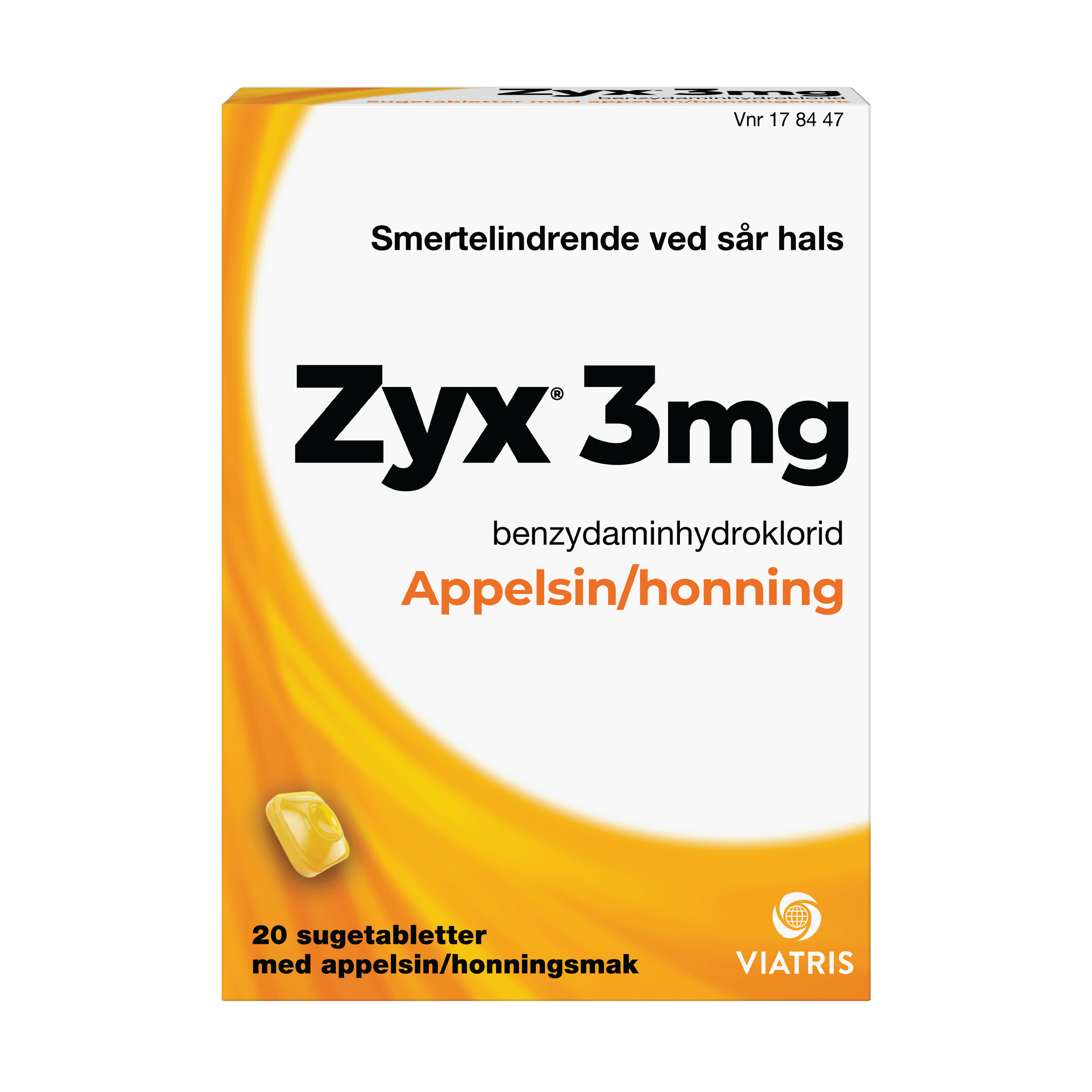 Zyx Sugetabletter 3mg appelsin/honning, 2 x 10 stk.