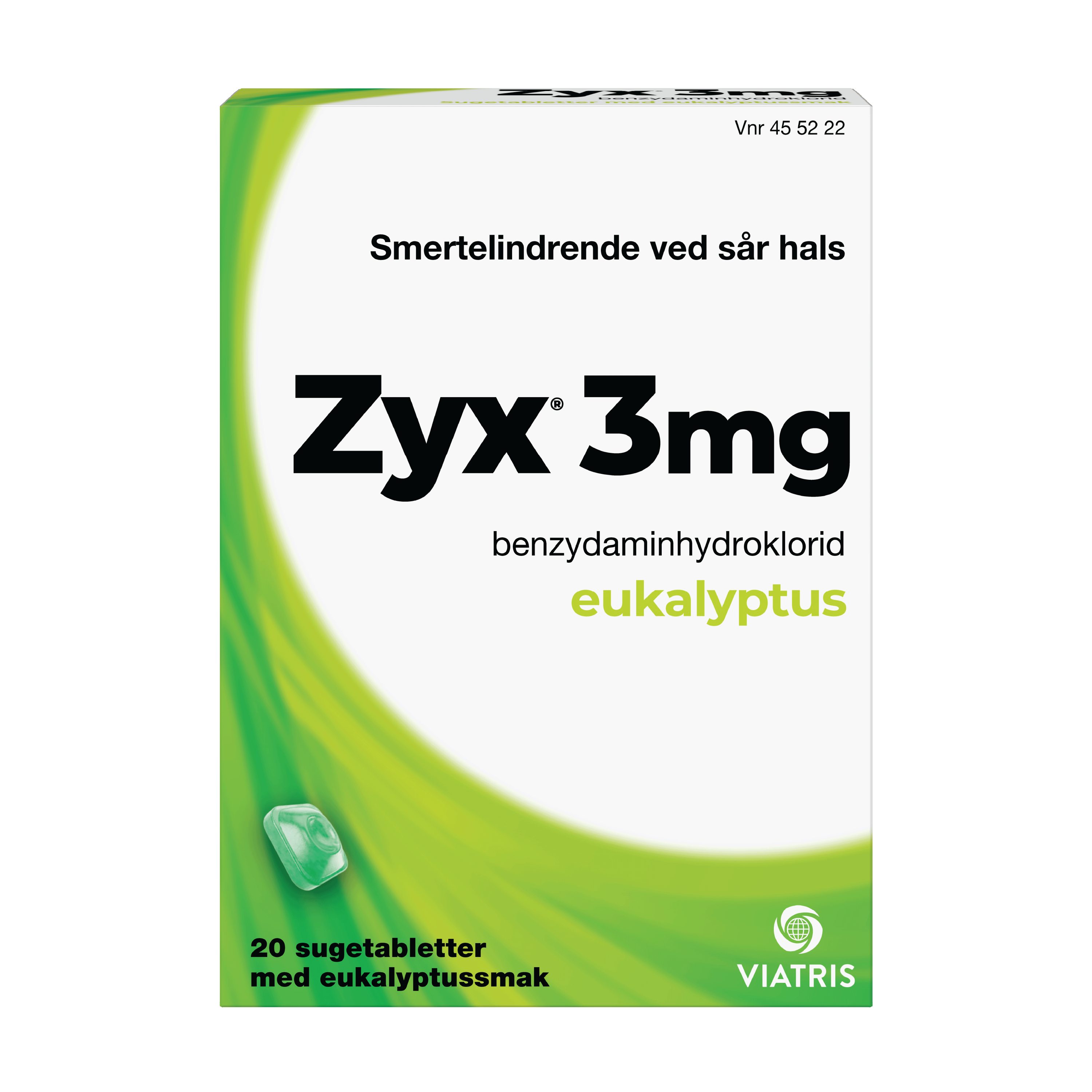 Zyx Sugetabletter 3mg eukalyptus, 2 x 10 stk.