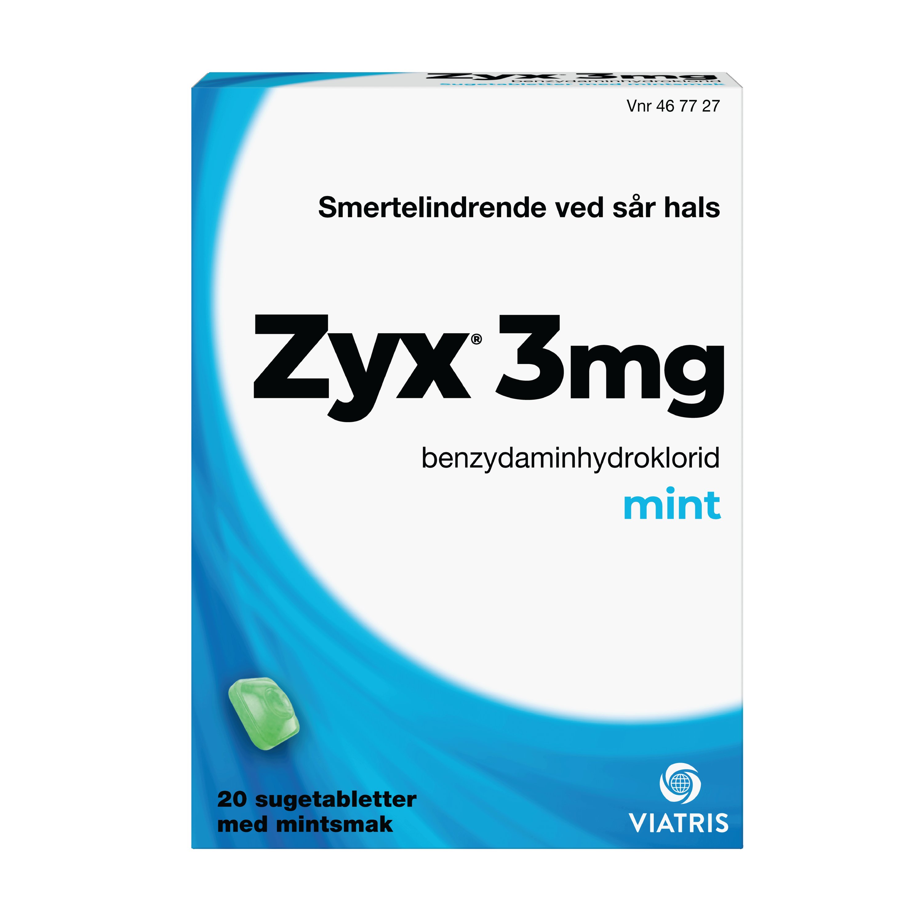 Zyx 3 mg mint sugetabletter, 2 x 10 stk.