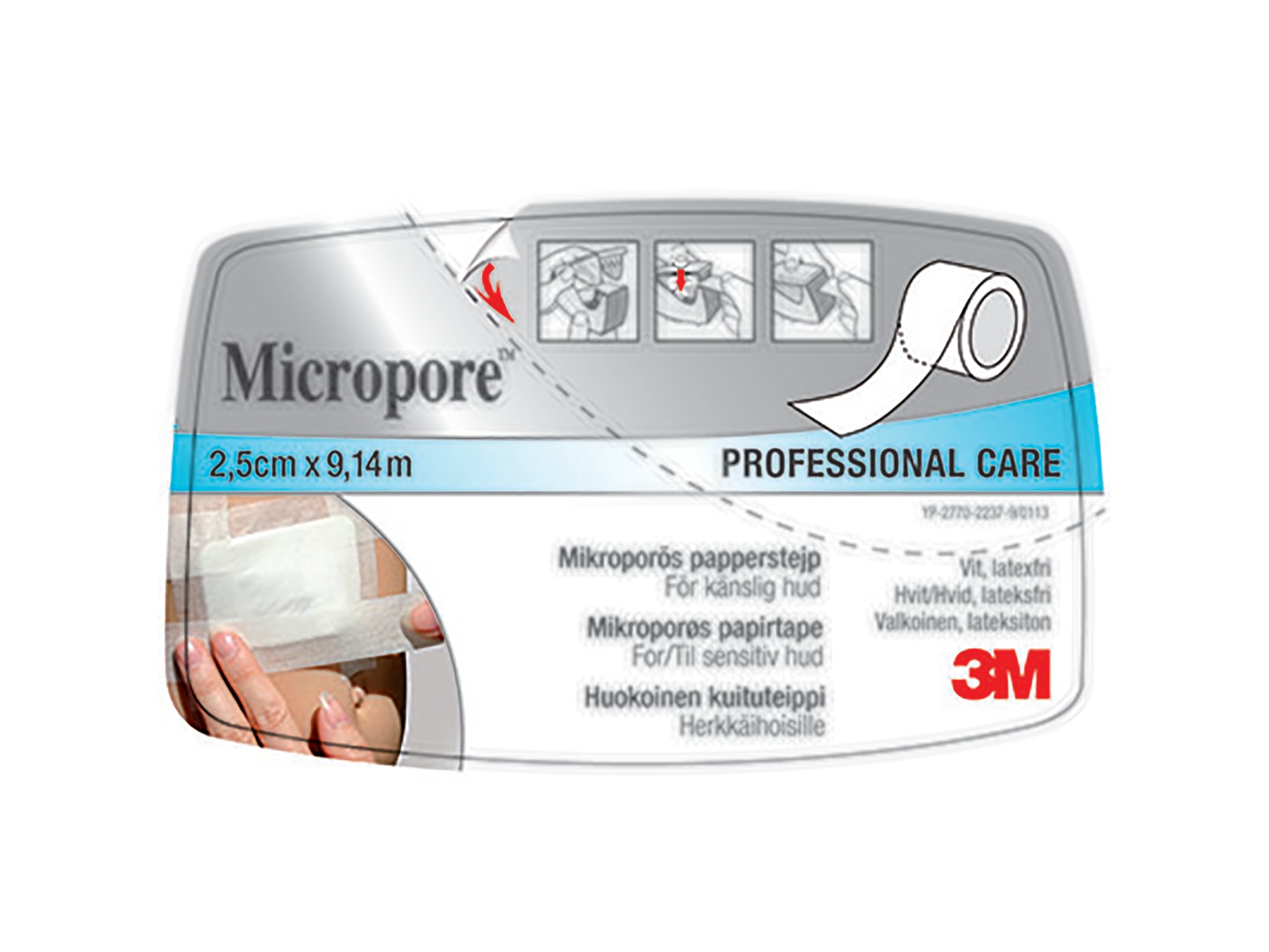 3M Micropore Hvit Tape 2,5 cm x 9,14 m, 1 stk