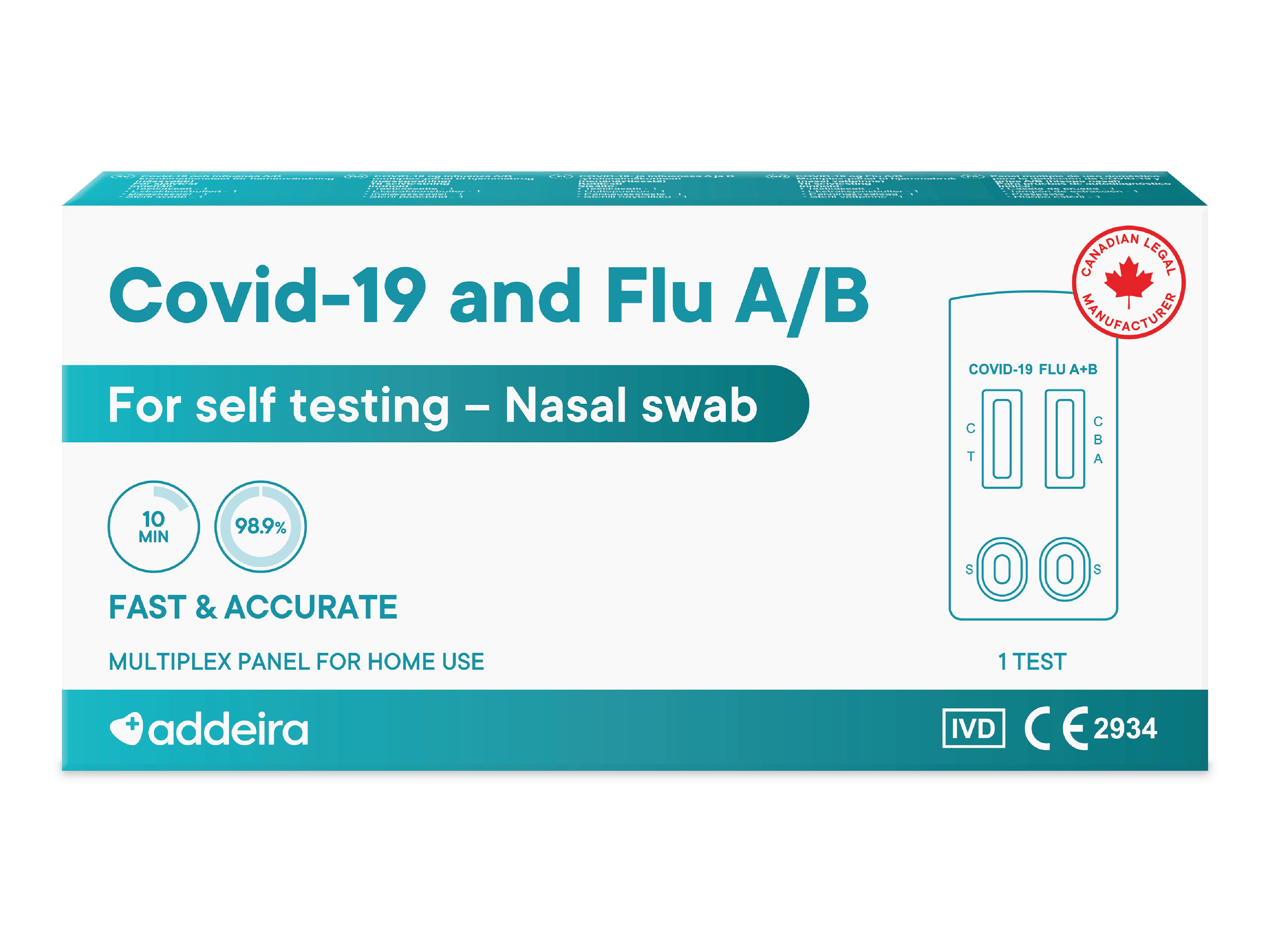 Addeira Covid-19 & Influensa A/B Selvtest, 1 stk.