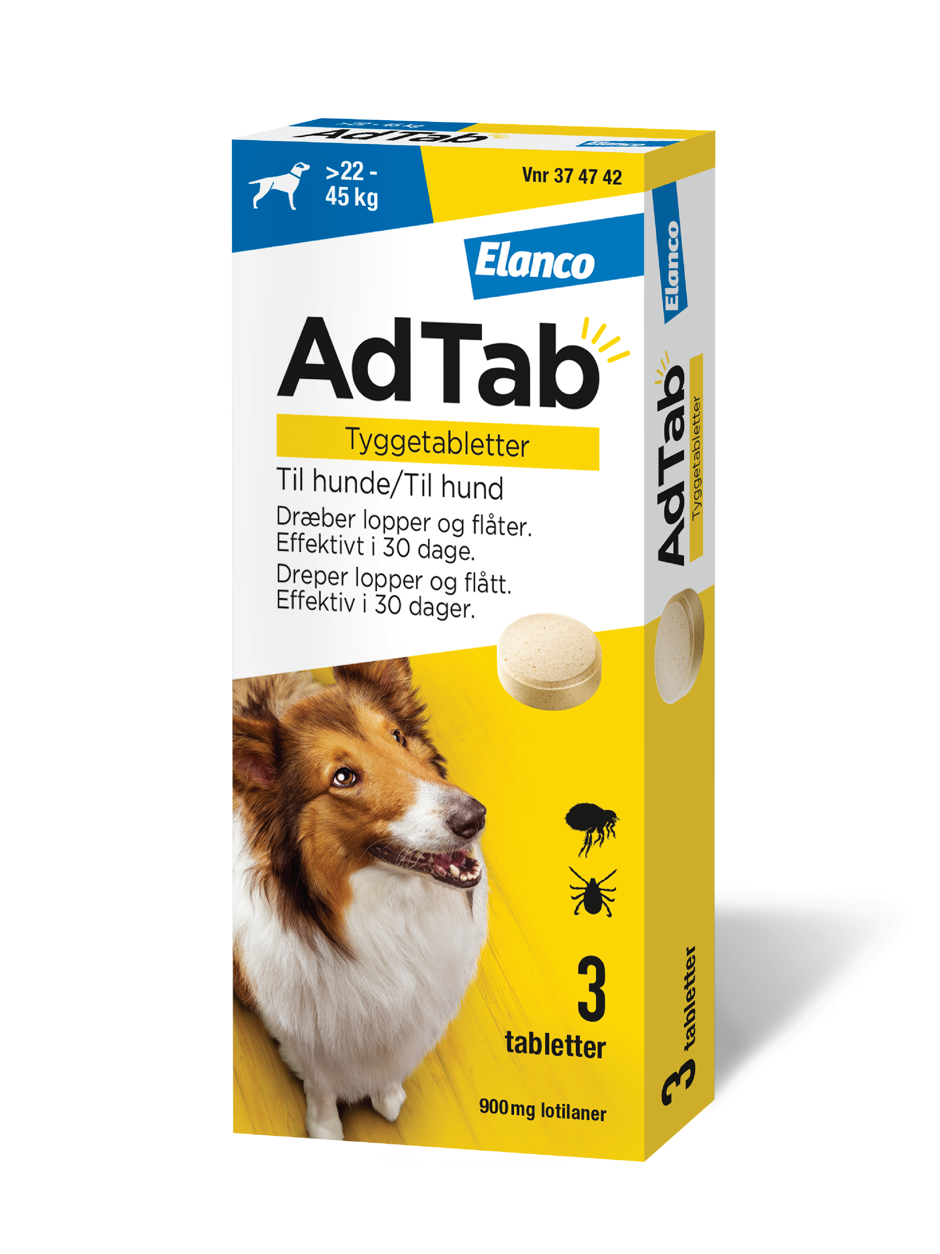 AdTab 900 mg tyggetabletter til hund, 3 stk.