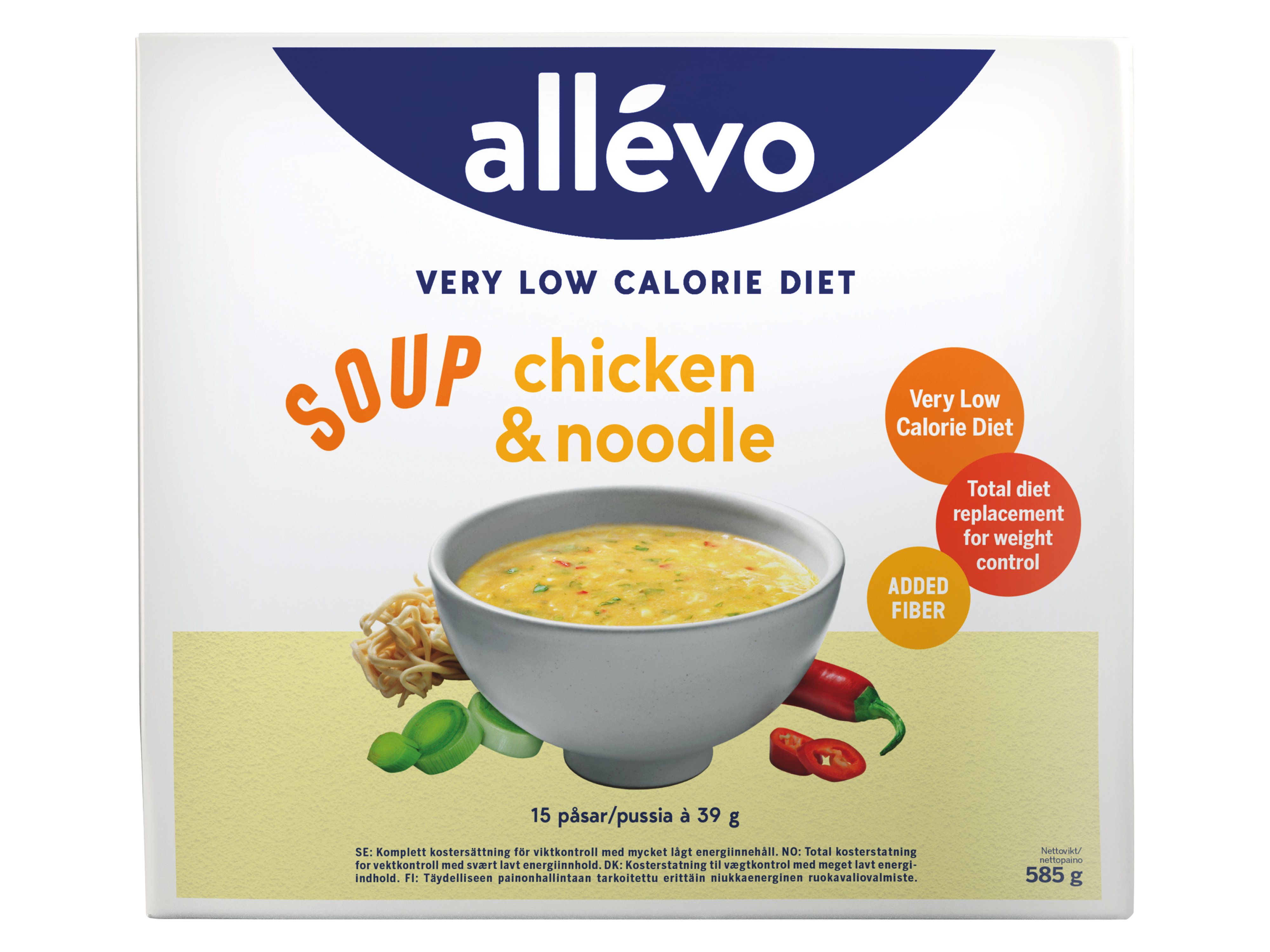 Allevo VLCD Soup Chicken & Noodle, 15 x 39 g