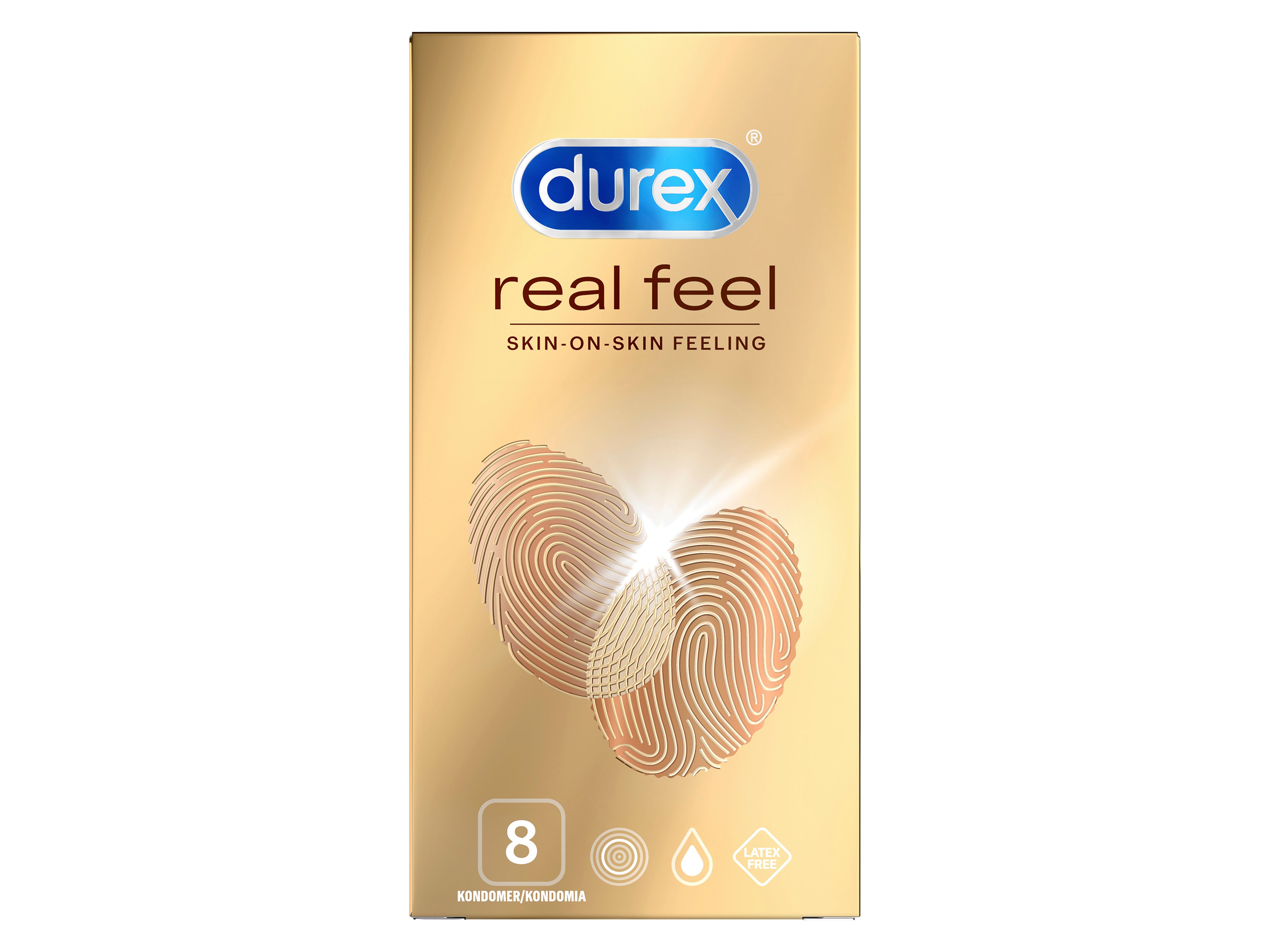Durex real feel kondom, 8 stk
