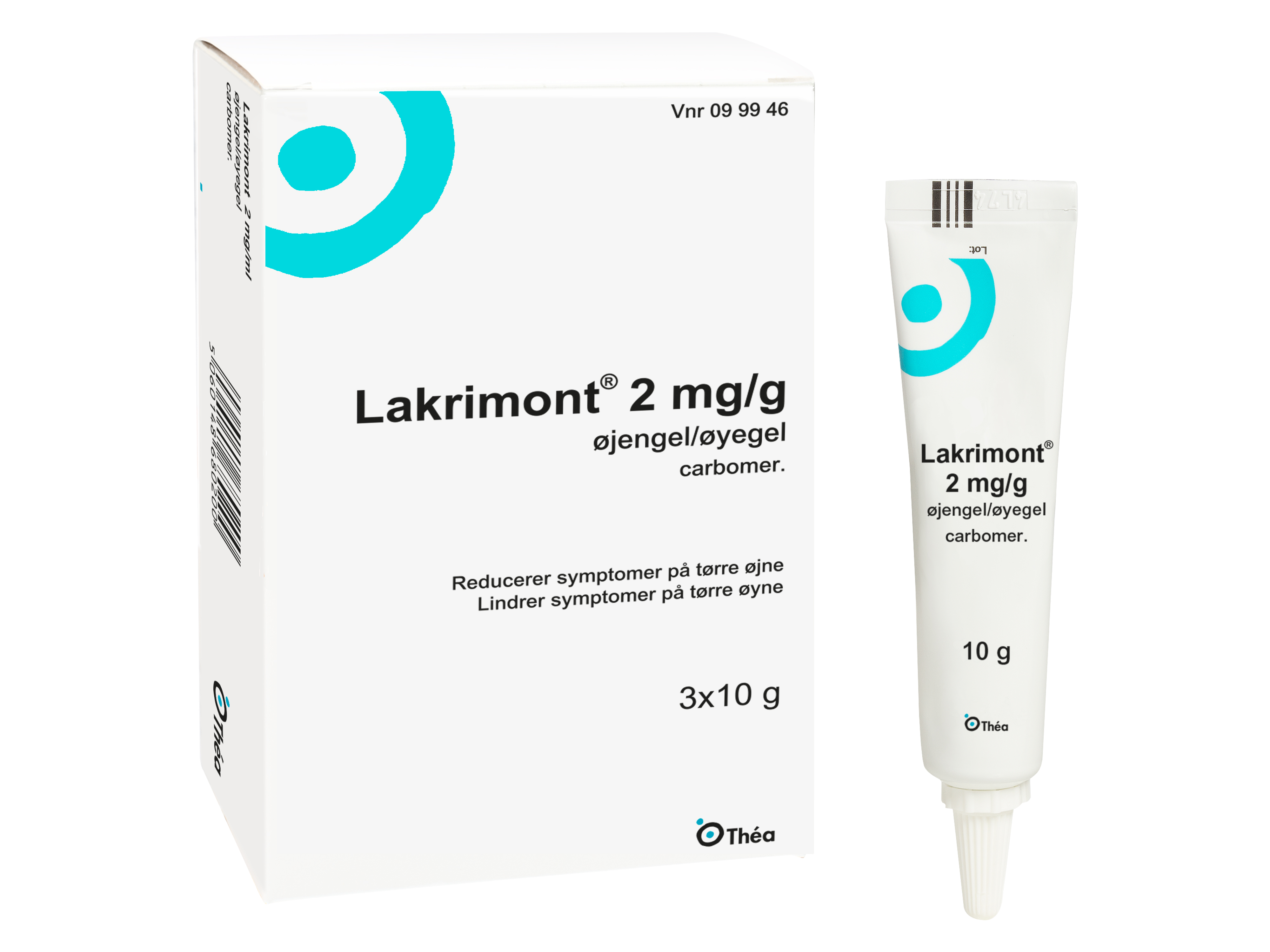 Lakrimont Øyegel 2mg/g for tørre øyne, 3 x 10 g.