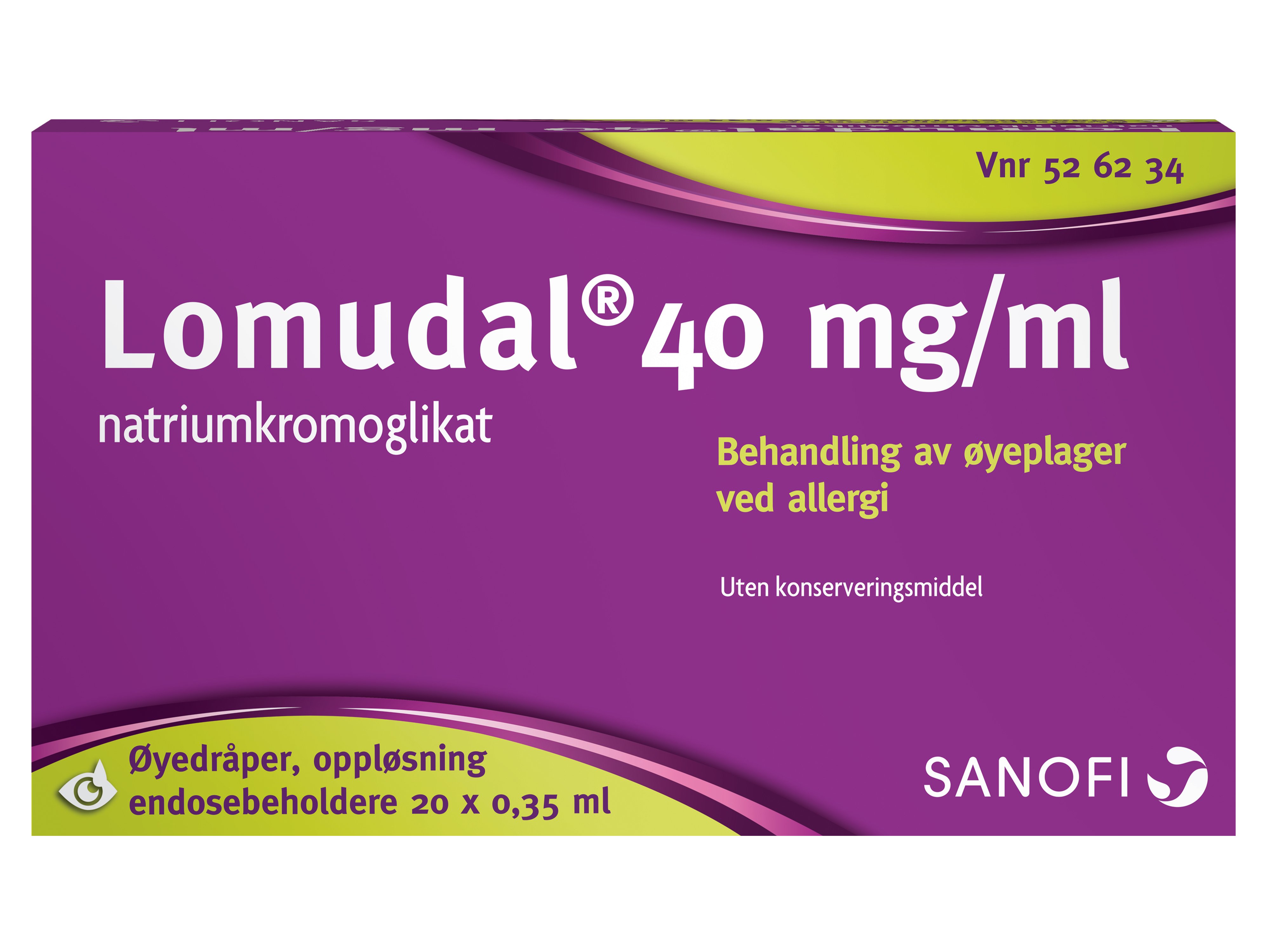 Lomudal 40 mg/ml øyedråper, 20 x 0,35 ml