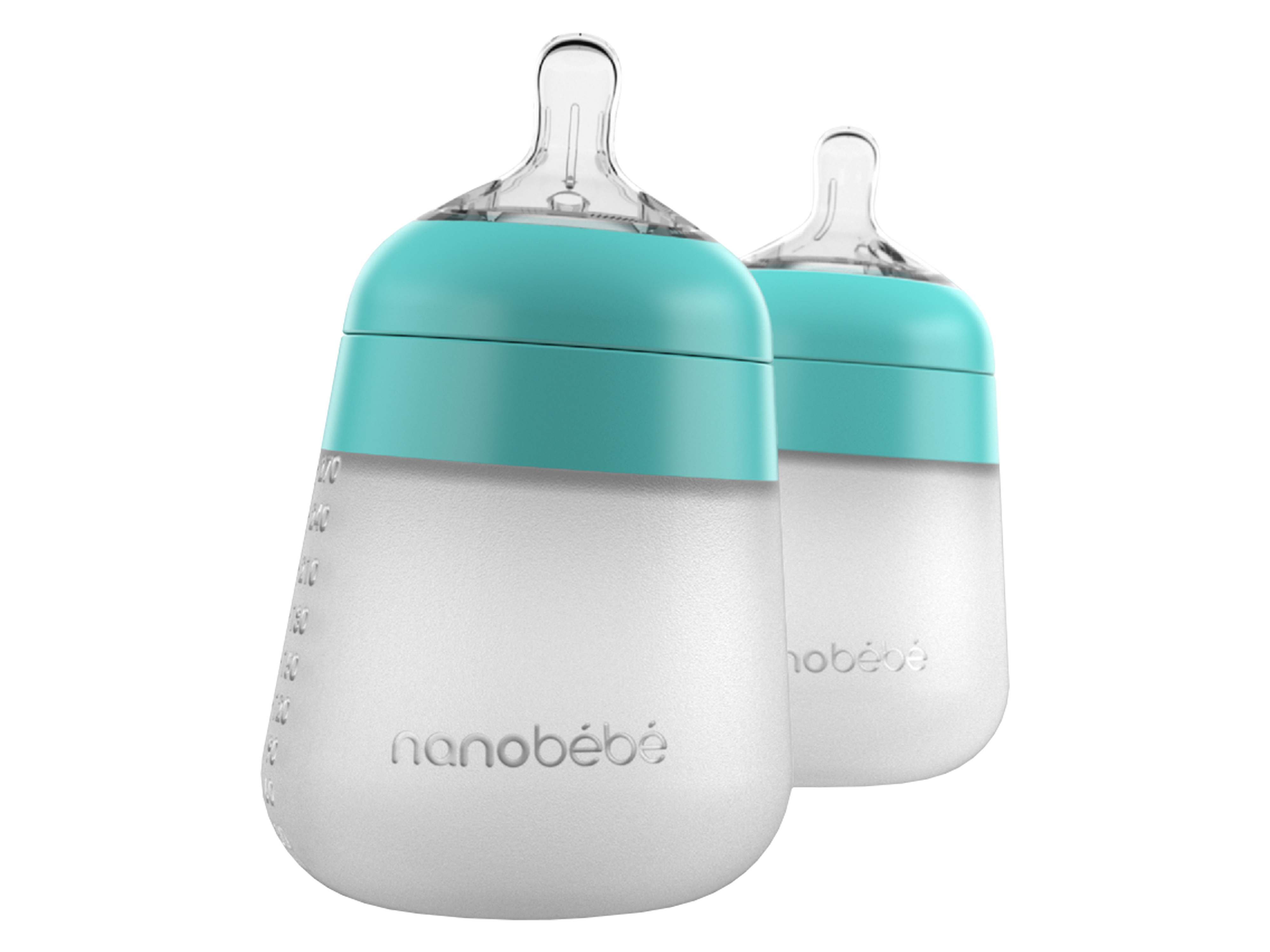 Nanobébé Flexy Silicone Bottle, Blågrønn, 270 ml, 2 pk.