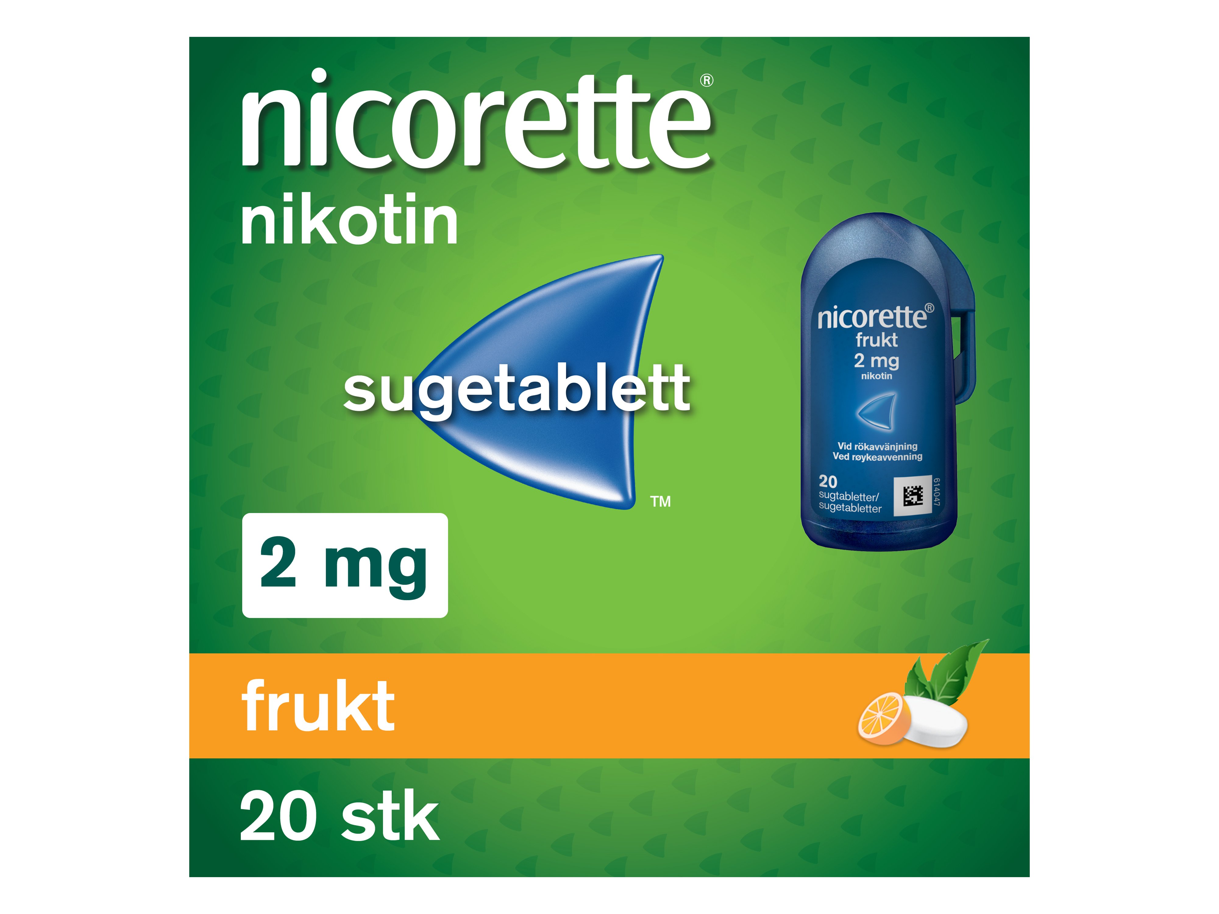 Nicorette 2 mg sugetabletter, Frukt, 20 stk.