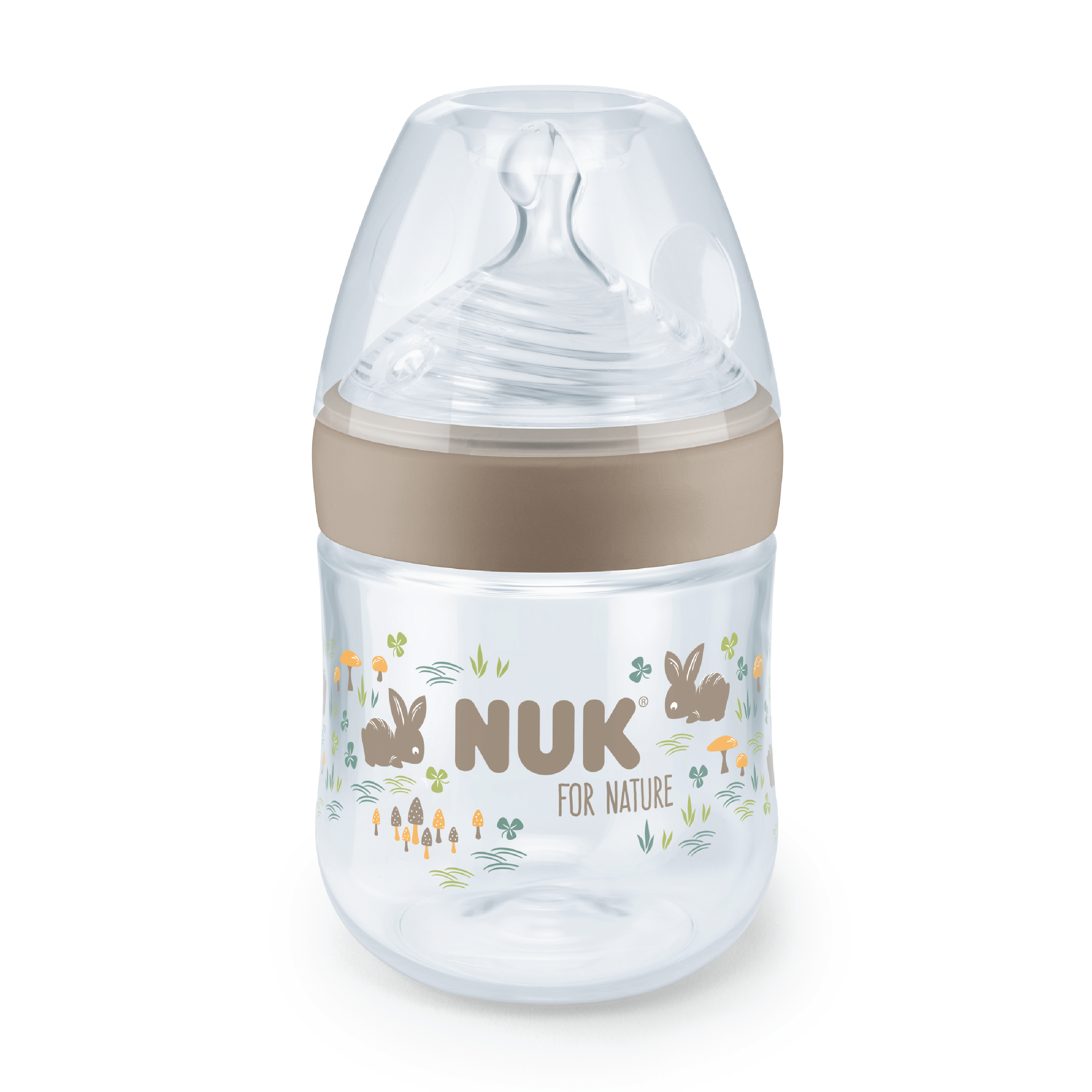 NUK For Nature Temperature Control Bottle Silicone Tåteflaske, Beige, 150 ml