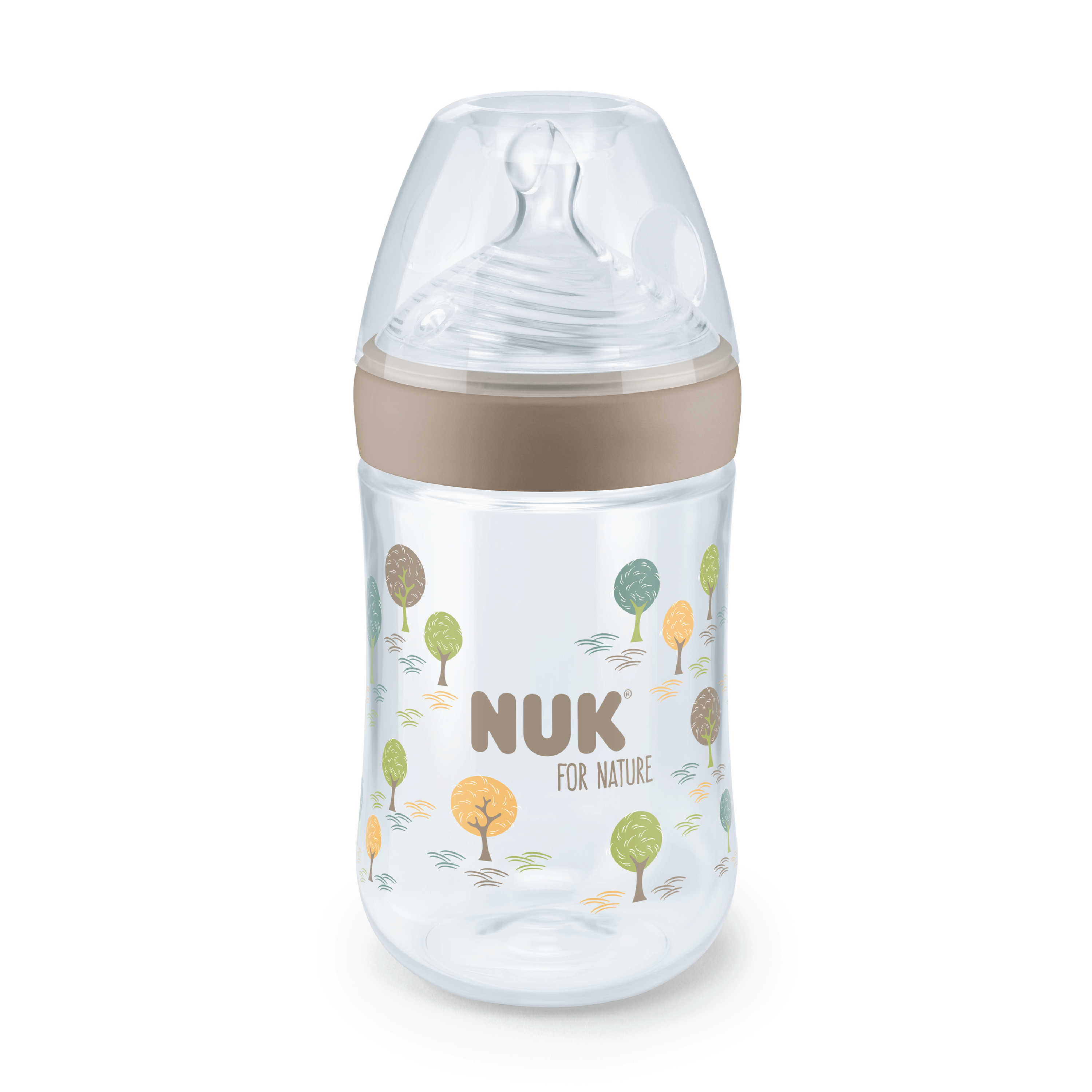 NUK For Nature Temperature Control Bottle Silicone Tåteflaske, Beige, 260 ml