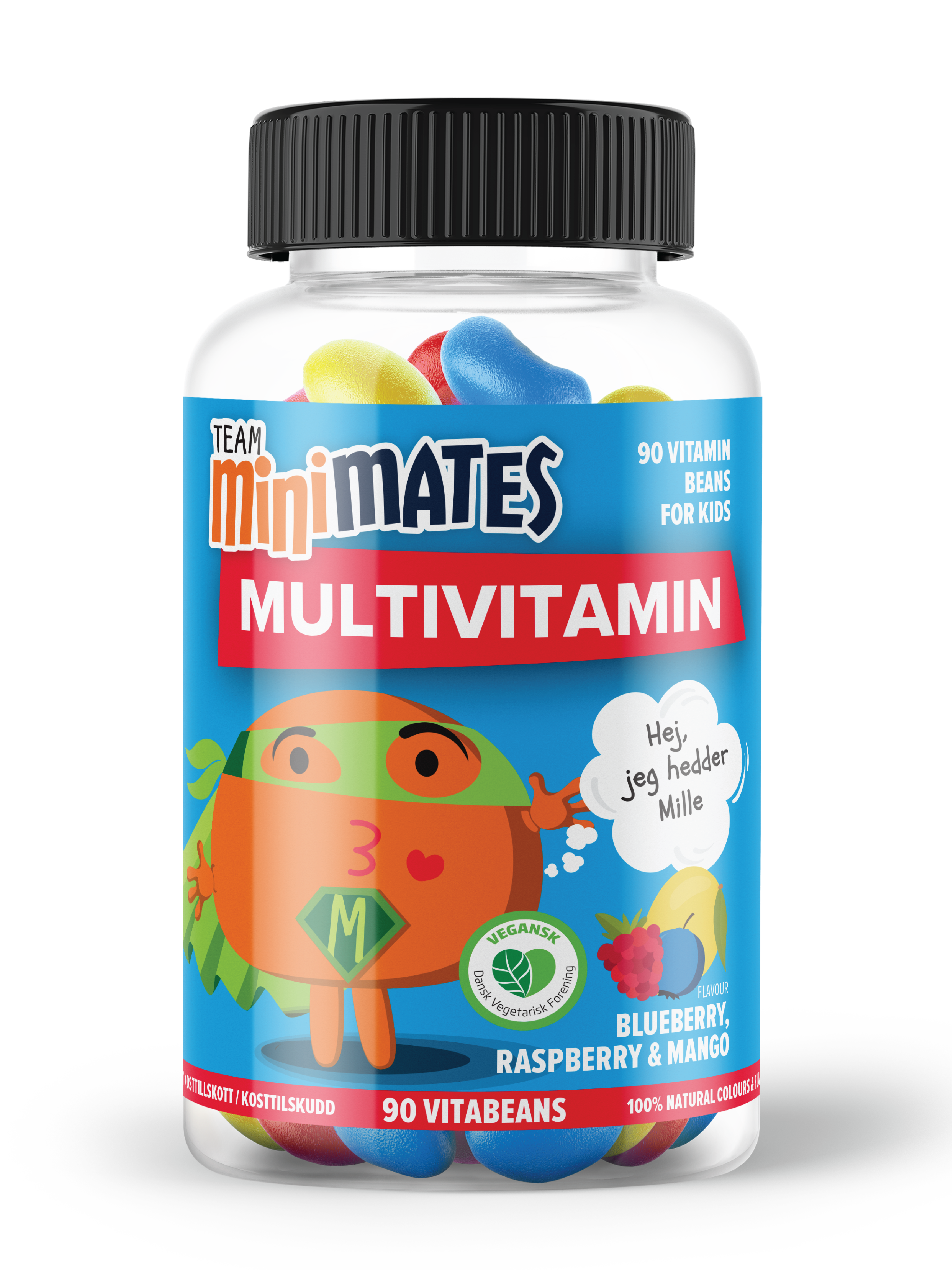 Team MiniMates VitaBean Multivitamin, Blåbær, bringebær & mango, 90 stk.